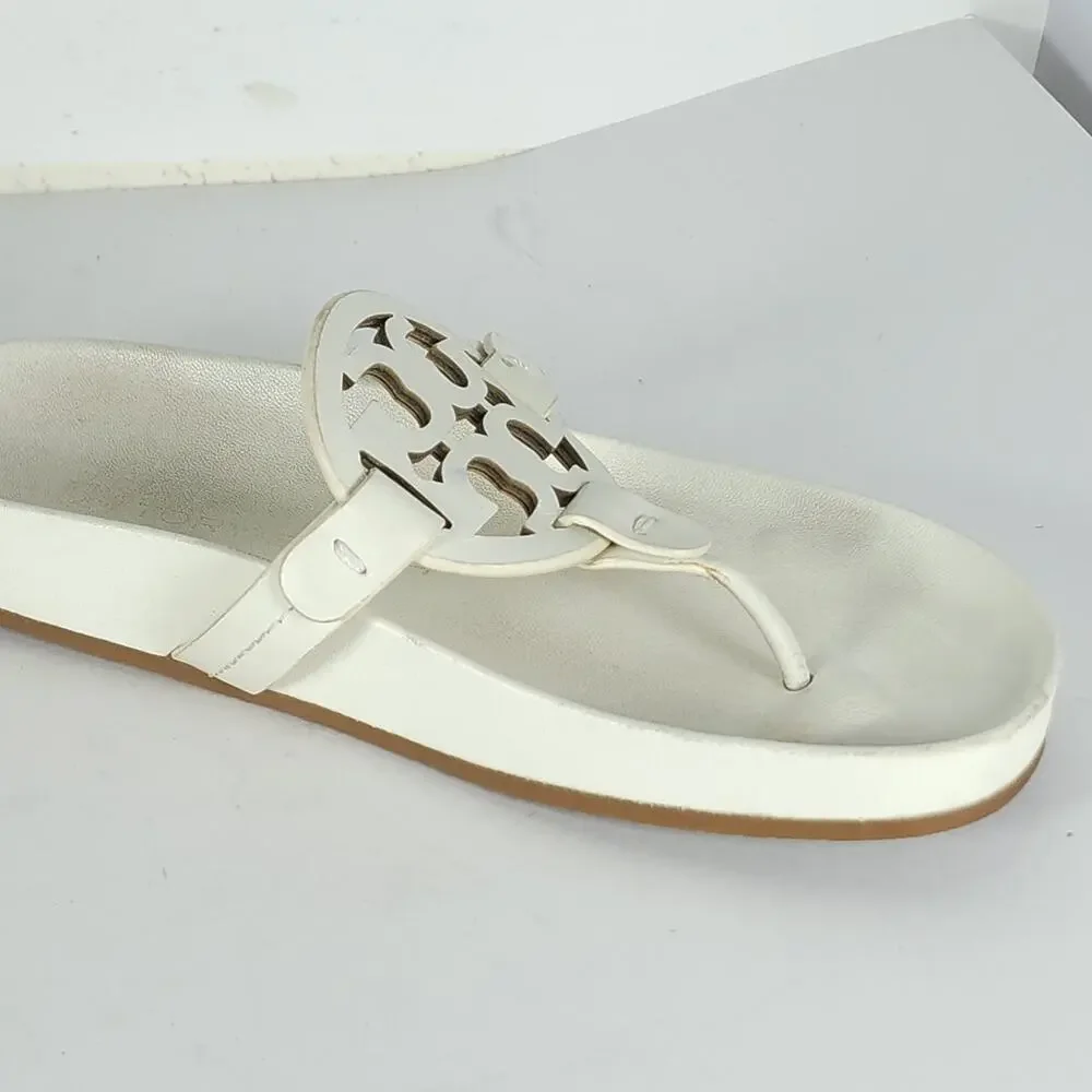 Tory Burch Miller Cloud Women's US5,5 New Ivory Leather Flat Thong Sandals